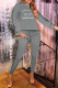 Grey Casual Print Patchwork O Neck Long Sleeve Two Pieces
