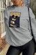 Grey Casual Street Print Patchwork O Neck Tops