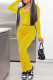 Lemon Yellow Fashion Casual Solid Fold Hooded Collar Long Sleeve Two Pieces