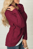 Wine Red Fashion Casual Solid Split Joint Turtleneck Tops