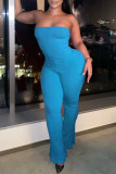 Red Fashion Casual Solid Backless Strapless Skinny Jumpsuits