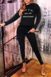 Grey Casual Print Patchwork O Neck Long Sleeve Two Pieces
