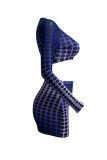 Yellow Gradual Change Print Polka Dot Patchwork See-through O Neck Long Sleeve Two Pieces
