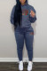 Blue Fashion Sportswear Print Letter Hooded Collar Long Sleeve Two Pieces
