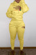 Yellow Fashion Sportswear Print Letter Hooded Collar Long Sleeve Two Pieces