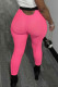 Rose Red Sexy Sportswear Print Hollowed Out Patchwork Regular High Waist Pencil Solid Color Bottoms