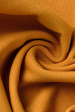 Khaki Casual Elegant Solid Split Joint Fold Asymmetrical High Waist Straight Solid Color Bottoms