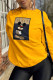 Yellow Casual Street Print Patchwork O Neck Tops