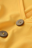 Yellow Sweet Solid Bandage Make Old V Neck Cake Skirt Dresses