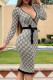 Brown Fashion Sexy Print Patchwork V Neck Pencil Skirt Dresses