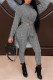 Black Gray Casual Print Patchwork O Neck Long Sleeve Two Pieces