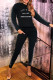 Black Casual Print Patchwork O Neck Long Sleeve Two Pieces