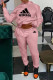 Pink Fashion Casual Print Patchwork Hooded Collar Long Sleeve Two Pieces