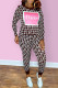 Burgundy Fashion Casual Print Basic O Neck Long Sleeve Two Pieces