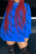Blue Fashion Casual Letter Print Basic O Neck Long Sleeve Dresses
