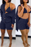 Red Fashion Sexy Solid Basic Long Sleeve Three-piece Set