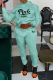 Water Blue Casual Print Patchwork Hooded Collar Long Sleeve Two Pieces
