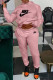 Pink Fashion Casual Print Patchwork Hooded Collar Long Sleeve Two Pieces
