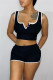 Black Fashion Casual Solid Basic U Neck Sleeveless Two Pieces