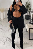 Red Fashion Sexy Solid Basic Long Sleeve Three-piece Set