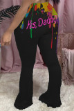 Yellow Fashion Casual Print Basic Regular High Waist Speaker Positioning Trousers