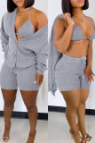 Red Fashion Sexy Solid Basic Long Sleeve Three-piece Set