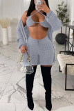 Red Fashion Sexy Solid Basic Long Sleeve Three-piece Set