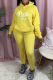 Yellow Casual Print Patchwork Hooded Collar Long Sleeve Two Pieces