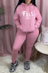 Pink Casual Print Patchwork Hooded Collar Long Sleeve Two Pieces