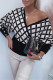 Black Fashion Casual Plaid Geometric Basic V Neck Tops