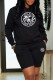 Black Fashion Casual Print Letter Hooded Collar Long Sleeve Two Pieces