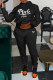 Black Casual Print Patchwork Hooded Collar Long Sleeve Two Pieces