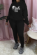 Black Casual Print Patchwork Hooded Collar Long Sleeve Two Pieces