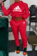 Red Fashion Casual Print Patchwork Hooded Collar Long Sleeve Two Pieces