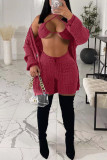 Red Fashion Sexy Solid Basic Long Sleeve Three-piece Set