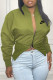 Army Green Fashion Street Print Patchwork Mandarin Collar Tops