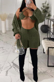 Red Fashion Sexy Solid Basic Long Sleeve Three-piece Set
