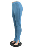 Orange Fashion Casual Solid Slit Skinny High Waist Pencil Trousers