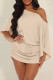 Apricot Fashion Casual Solid Draw String Frenulum Oblique Collar Dresses