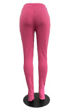 Orange Fashion Casual Solid Slit Skinny High Waist Pencil Trousers