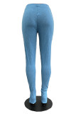 Orange Fashion Casual Solid Slit Skinny High Waist Pencil Trousers