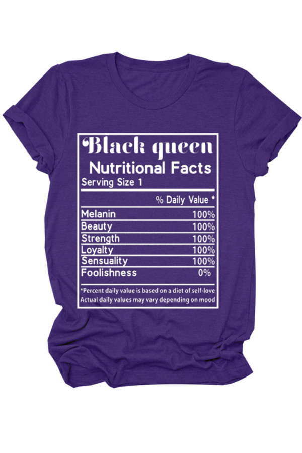Purple White Black Blue Pink Yellow O Neck Short Sleeve Letter Print Tops