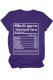 Purple White Black Blue Pink Yellow O Neck Short Sleeve Letter Print Tops