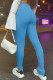 Baby Blue Fashion Casual Solid Slit Skinny High Waist Pencil Trousers