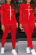 Red Fashion Casual Print Basic O Neck Long Sleeve Two Pieces
