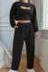 Black Fashion Casual Solid Hollowed Out O Neck Long Sleeve Three-piece Set
