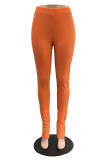 Orange Fashion Casual Solid Slit Skinny High Waist Pencil Trousers