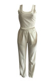 Pink Fashion Casual Solid Hollowed Out O Neck Long Sleeve Three-piece Set
