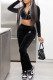 Black Fashion Sportswear Print Patchwork Hooded Collar Long Sleeve Two Pieces