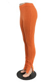 Orange Fashion Casual Solid Slit Skinny High Waist Pencil Trousers